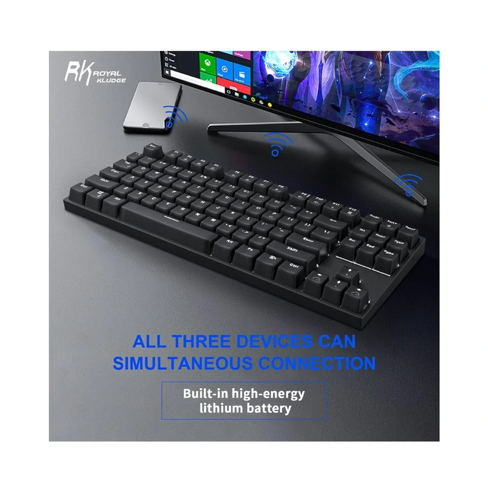 RK ROYAL KLUDGE RK987 MechanicalGaming Keyboard 87 Keys White LED Backlight‎